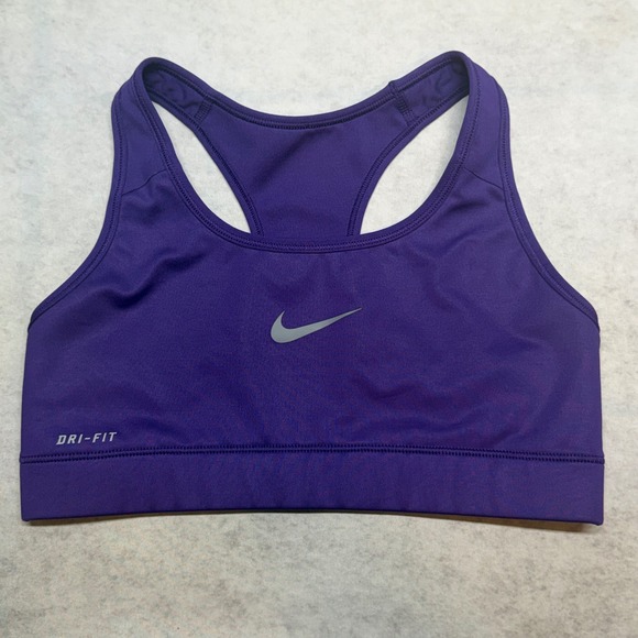 Nike Other - Nike Dri-Fit Racerback Medium Support Girls Large (XS) Purple Swoosh Sports Bra